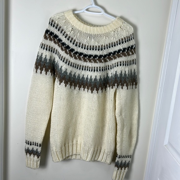 Vintage Winter Gear Korea Knit Rib Fair Isle Nordic Sweater Size Medium - Picture 5 of 11